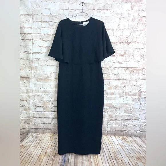 Tuckernuck Pomander Place Leah Cape Dress in Black Size 10 - Picture 4 of 9